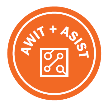 Logo for the UT Austin Advocating for Women in Technology, and Association for Information Science and Technology groups
