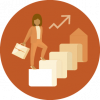 Illustration of a professional woman holding a briefcase climbing a staircase