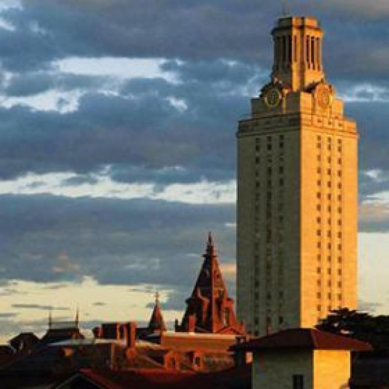 A picture of the UT Tower in Sunset