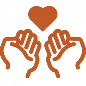 Illustration of floating heart above hands open in giving gesture